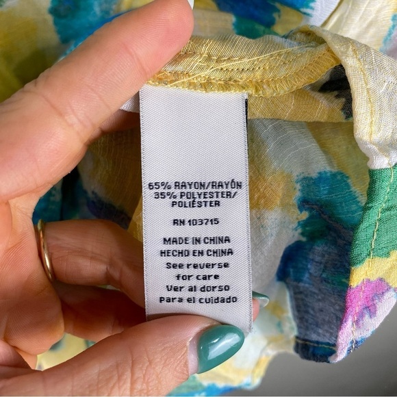 Zac & Rachel Woman Sleeveless Colorful Watercolor Ruffle Blouse Shirt Top 2X NWT - Picture 3 of 5